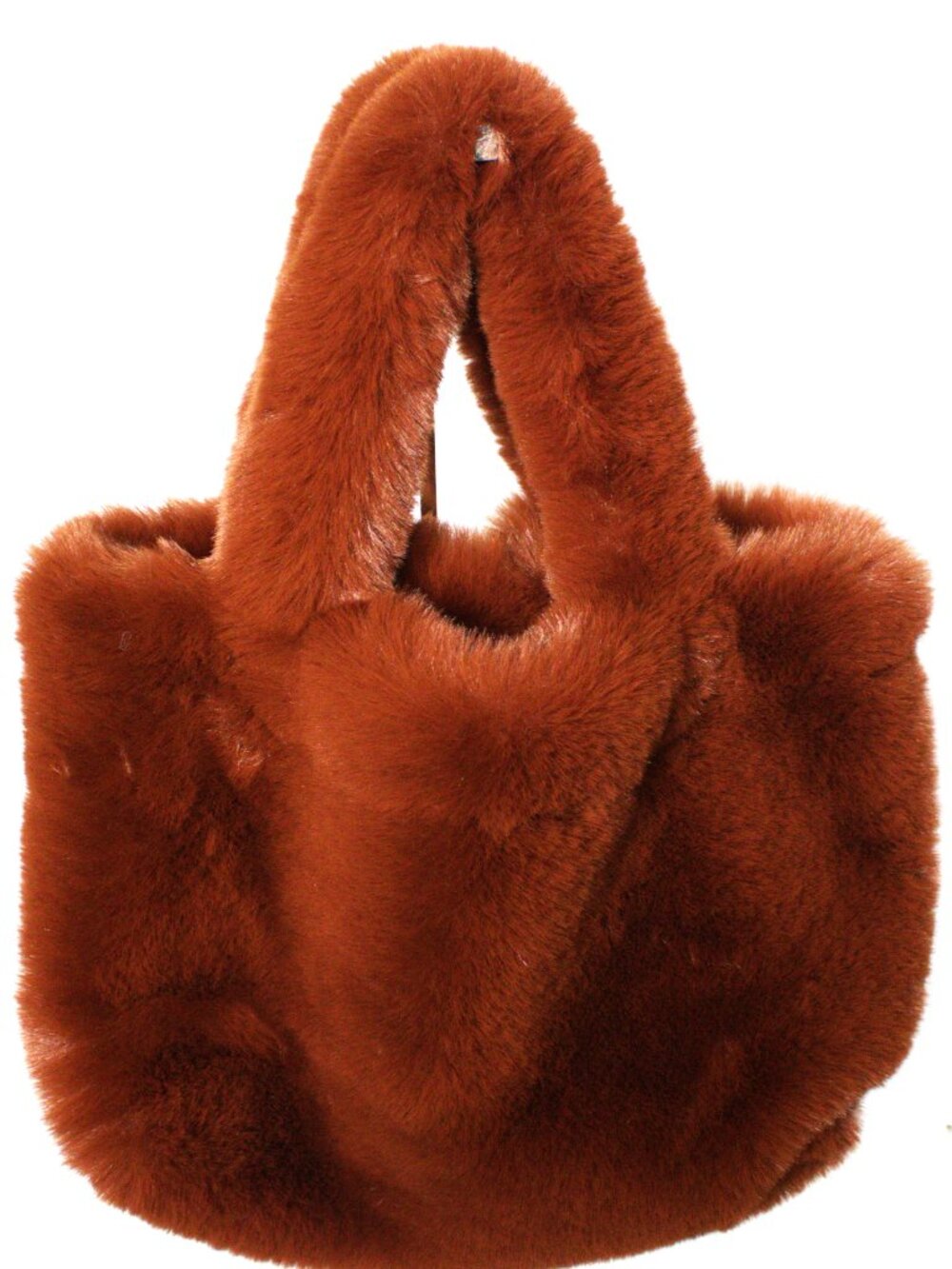 Studio Noos, Brown Faux Fur Mini Tote, Double Handles